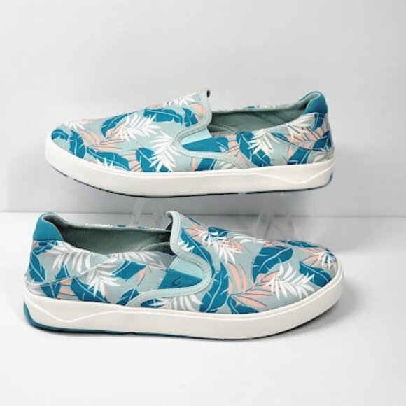 OLUKAI MEN\'S lae\'ahi Pa\'l slip-on sneakers print palms blue Sz 11.5 NEW main image 8